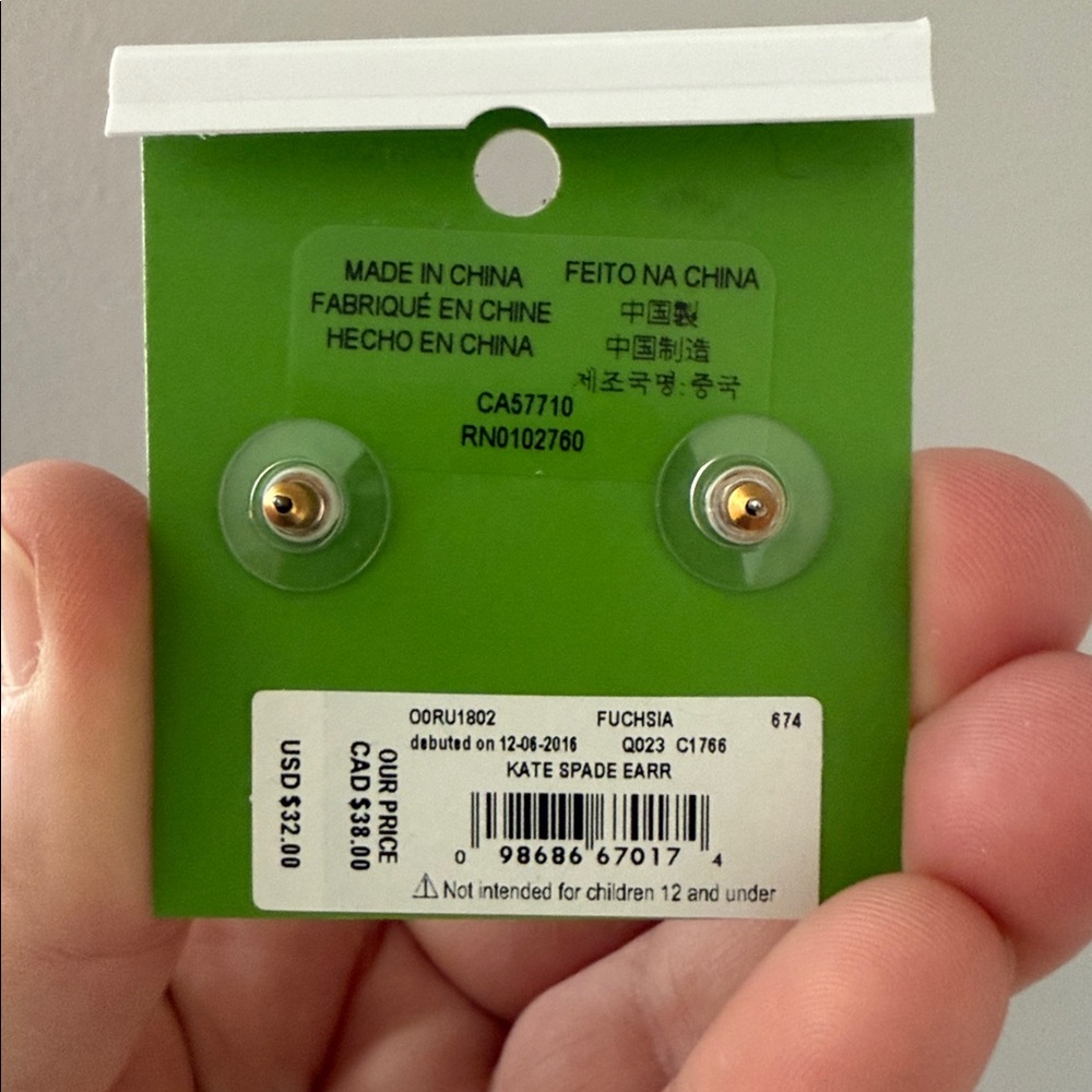 Kate Spade Fuchsia Crystal Stud Earrings - Picture 2 of 3